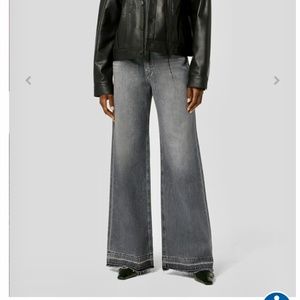 Hudson Jodie high-rise wide leg jean in destructed black, 27